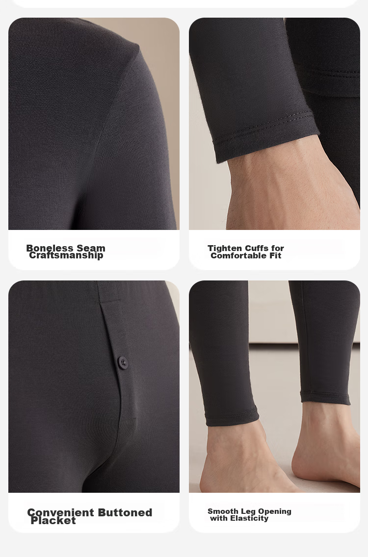 Мужской комплект термобелья Dushiliren, 95% хлопок Lycra, антибактериальный и противоаллергенный, бесшовный базовый слой, осенний топ и брюки