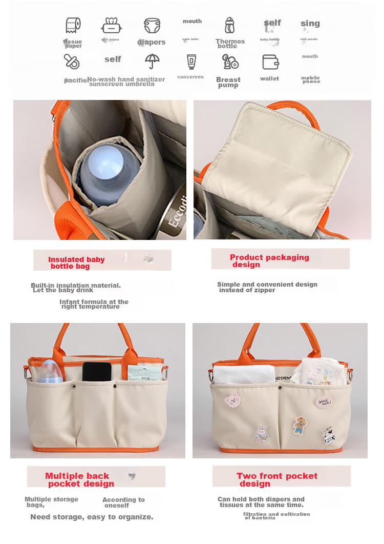 Сумка для мамы 9i9 Mami Bag, вместительная, для малыша, на плечо или в руку, цвет "Юаньци оранж"