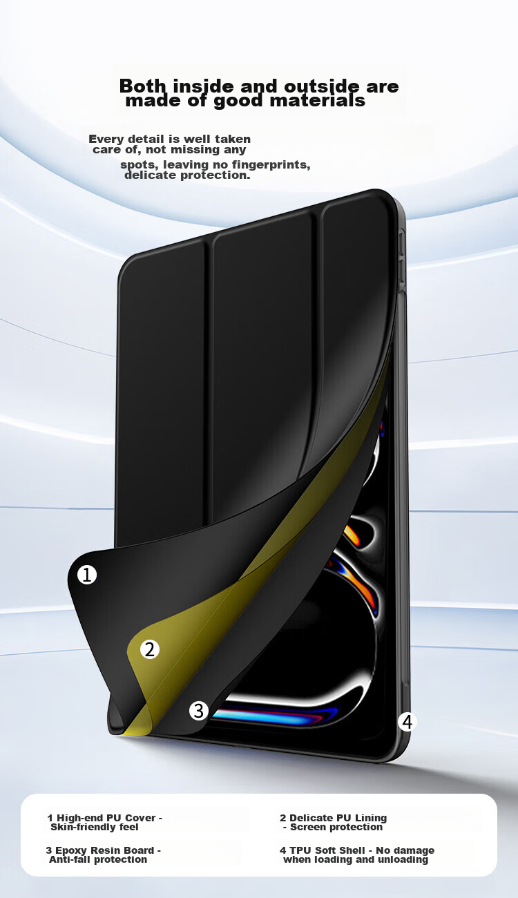 Чехол ALittleFlower для iPad Air 4/5, 10.9 дюймов, противоударный, с поддержкой Smart Sleep, черный