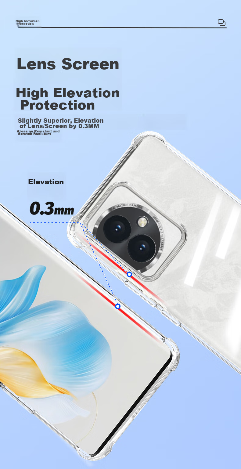 Чехол для телефона LLUNC для Honor 100, защита всех линз, противоударные уголки с воздушной подушкой, ультратонкий прозрачный мягкий чехол из ТПУ, простой модный дизайн для мужчин и женщин