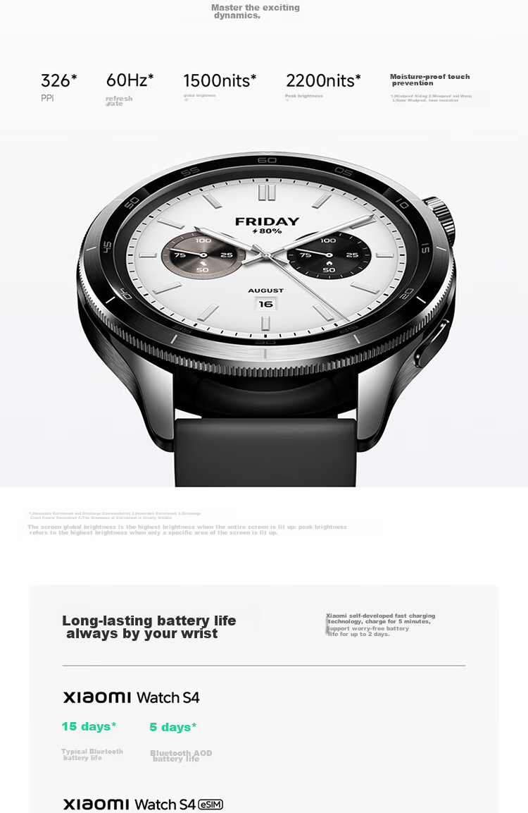Умные часы Xiaomi Watch S4, черный, с измерением кислорода в крови и NFC