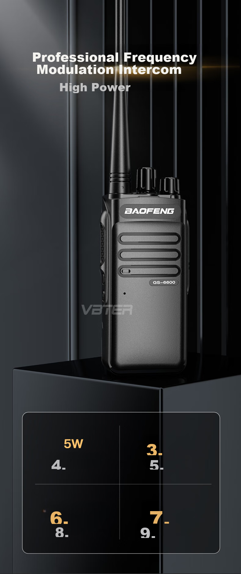BAOFENG GS 6600, профессиональная рация, 2 шт., мощность 5 Вт, дальность до 15 км
