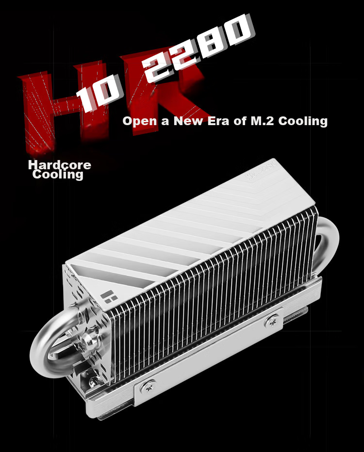 Радиатор M.2 SSD Thermalright HR-10 2280, 2280 мм, полностью гальваническое покрытие, двойные тепловые трубки AGHP, двухслойная силиконовая прокладка