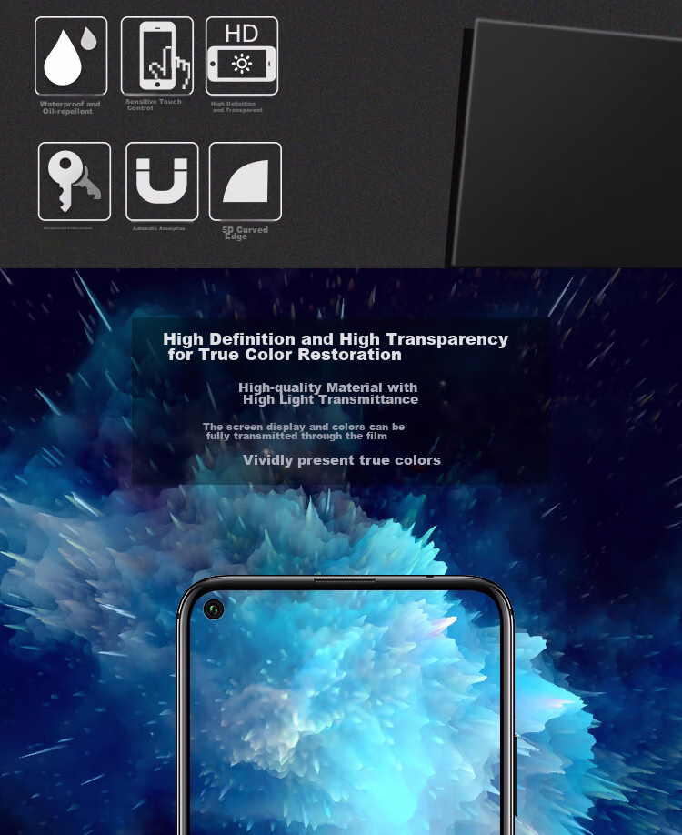 Защитное стекло для экрана ESCAPE для Huawei Honor 20/20 Pro/20s, неполное покрытие, без белого края, безводный гель, ударопрочное, высокая четкость