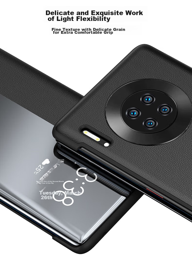 Умный чехол-книжка Ekakashop Smart View Flip Case для Huawei Mate30 Pro, защита от падений, бизнес-стиль, черный