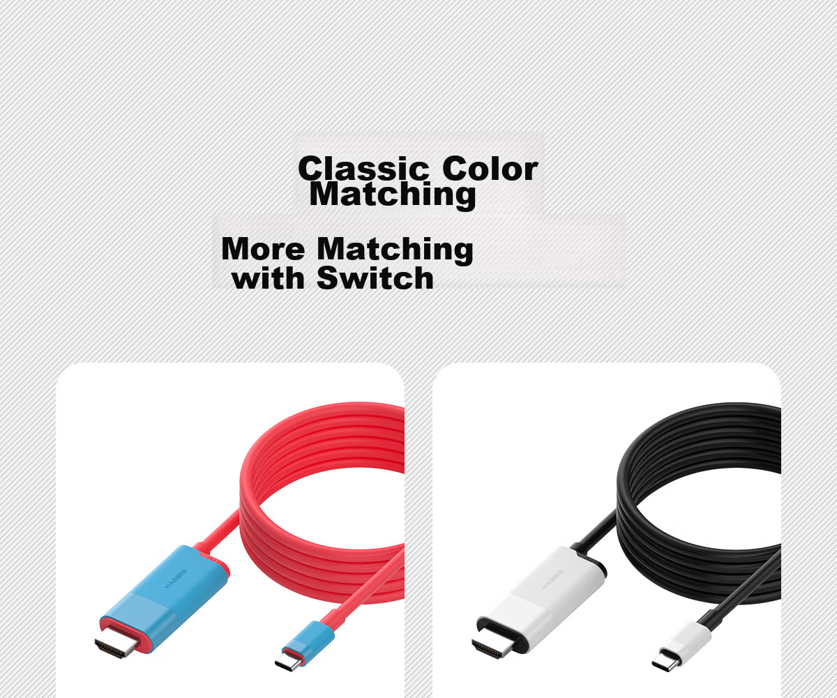 Кабель Hagibis Type-C - HDMI 4K@30Hz, 2 метра, черный/белый