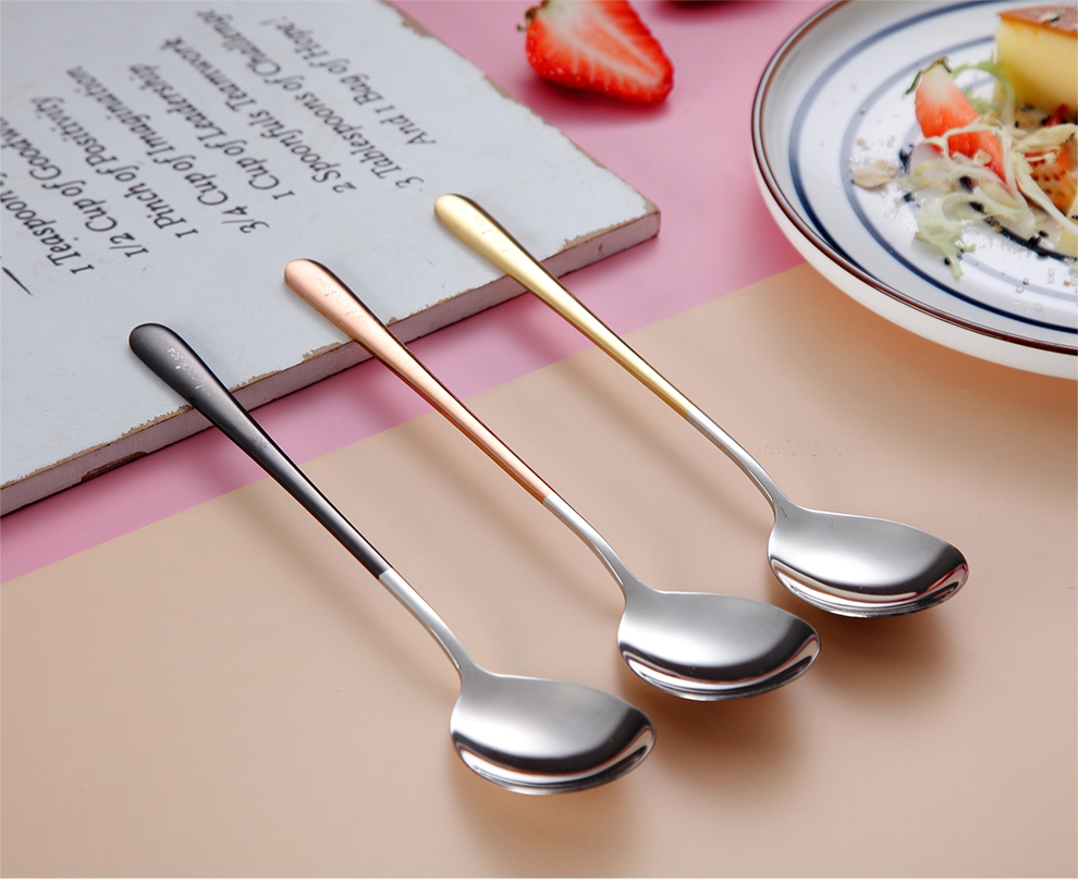 Onlycook Набор из 3 ложек из нержавеющей стали 304, ложки для супа, риса, десертов, с длинной ручкой, цветные
