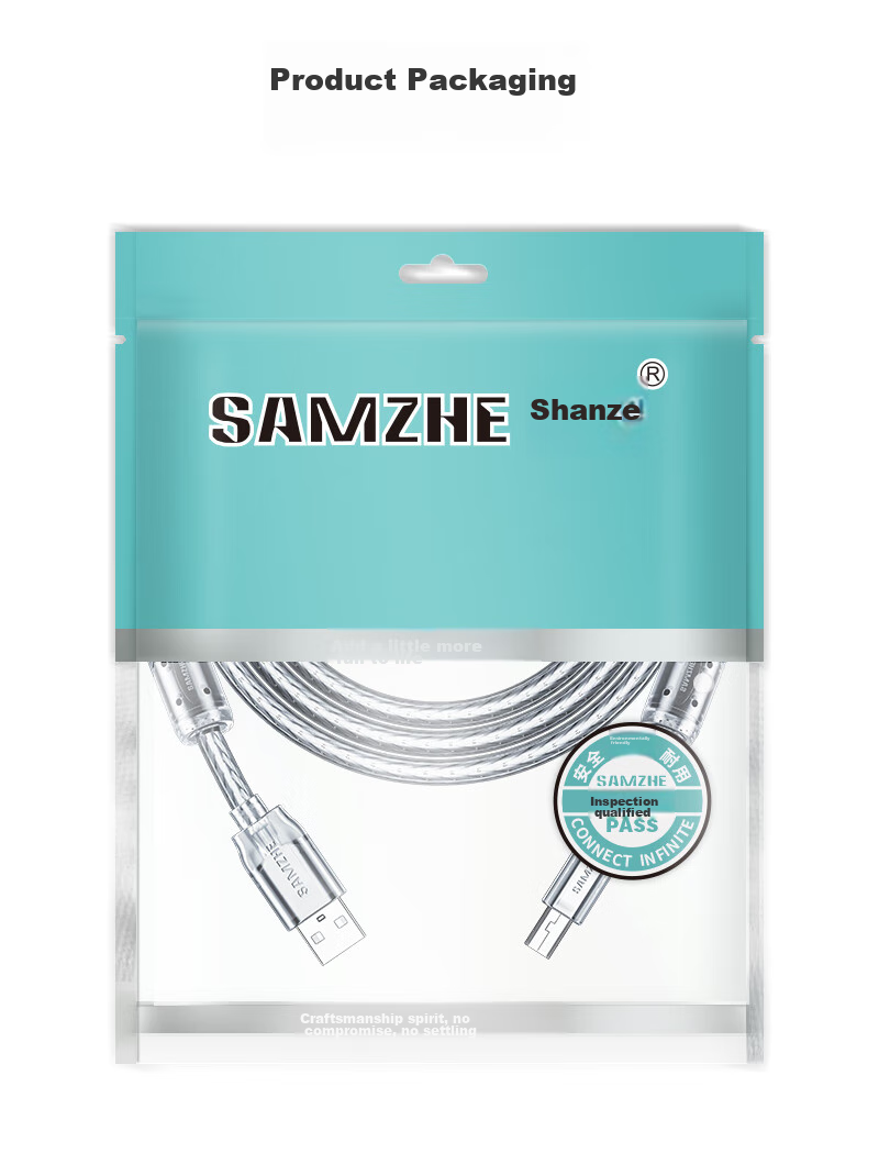 Кабель SAMZHE USB 2.0 для принтера, 5 метров, с двойным магнитным кольцом, никелированное покрытие, UK-405