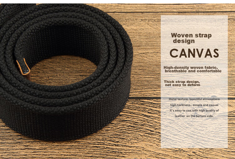 Canvas belt JEVI D-100, Hong Kong style, with double buckle, casual, versatile, for young people, light khaki, 115cm