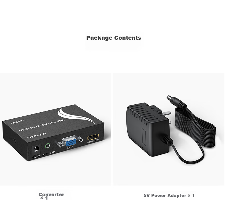 Адаптер MT-viki VGA на HDMI с аудио и внешним питанием, HD конвертер для ноутбуков, ТВ-приставок, проекторов и телевизоров, модель MT-VH02