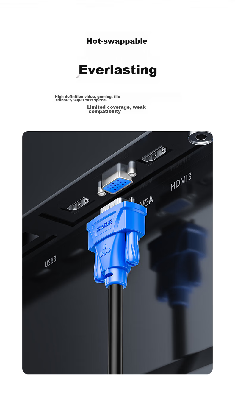 Кабель SAMZHE VM-1050 VGA Male to Male, 5 метров, черный