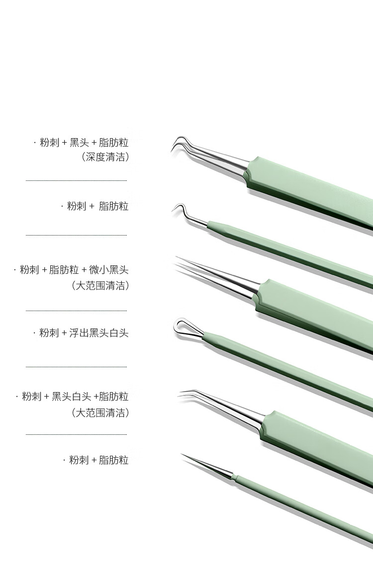 妙倩粉刺针套装粉刺夹细胞夹挤黑头挤痘针美容针脂肪粒清理挑痘工具 