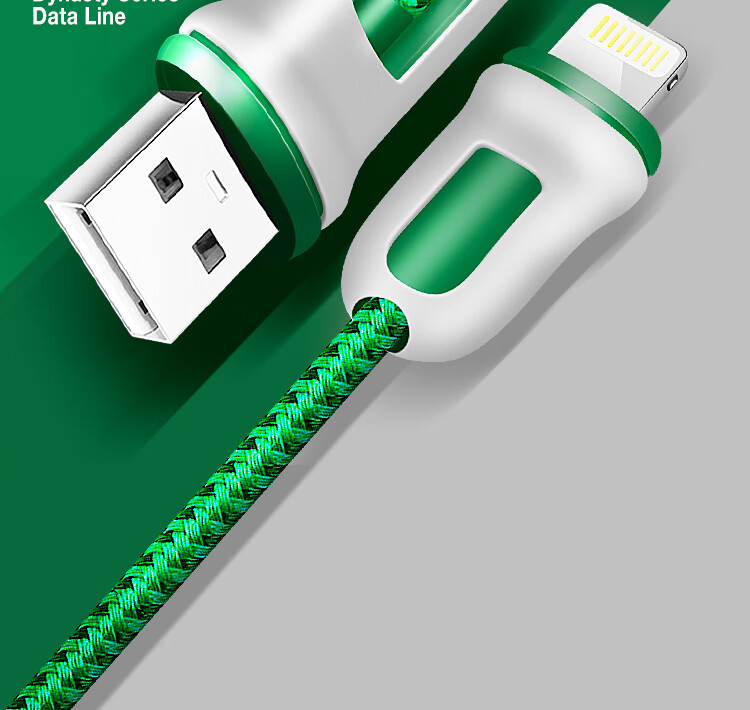 Кабель Snowkids Apple Lightning MFi, быстрая зарядка для iPhone 14/13 Pro/12/11/iPad, USB-кабель для зарядки, автомобильный USB-кабель питания, 1.2м, зеленый