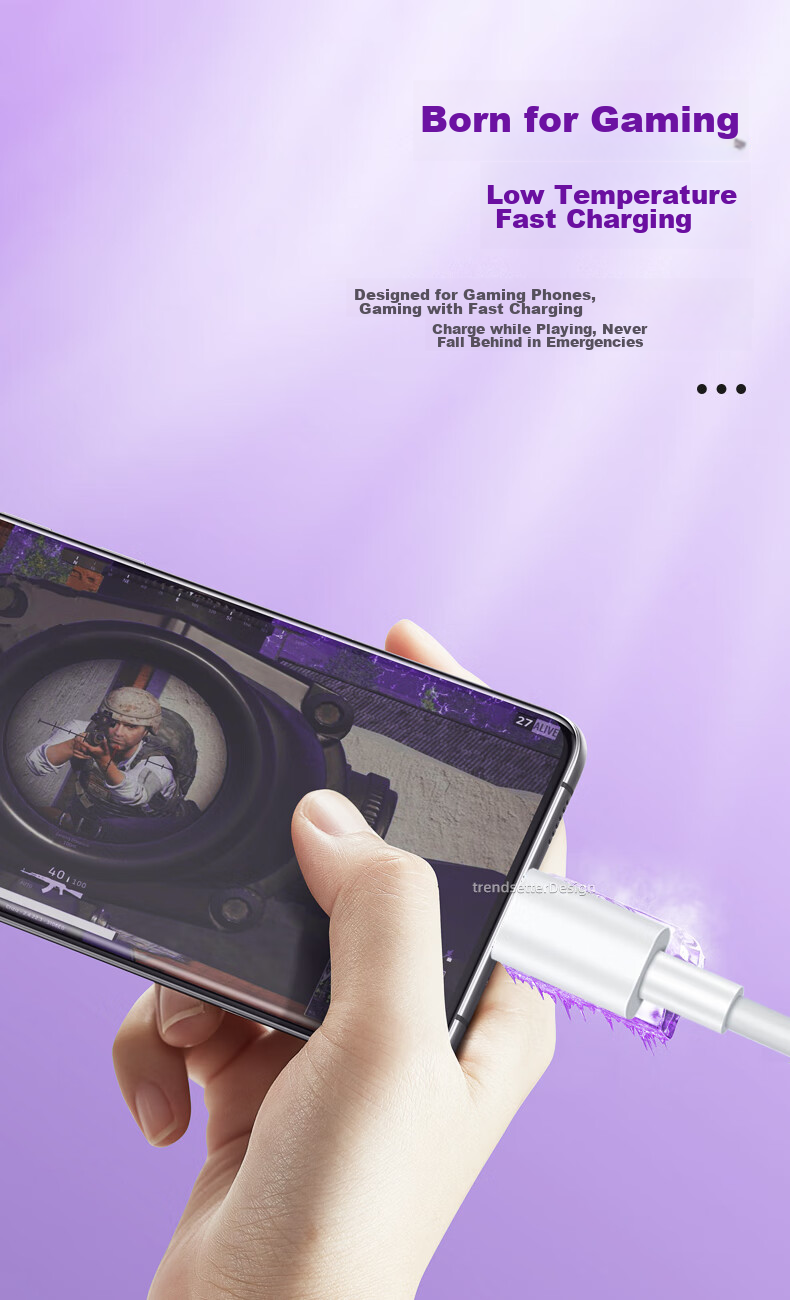 Кабель Trendsetter для Huawei 66W, 5A, 2 метра, Type-C, белый