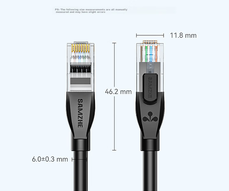 Сетевой кабель SAMZHE Cat6 Gigabit, медный, для компьютерных и домашних сетей, 10 метров, черный