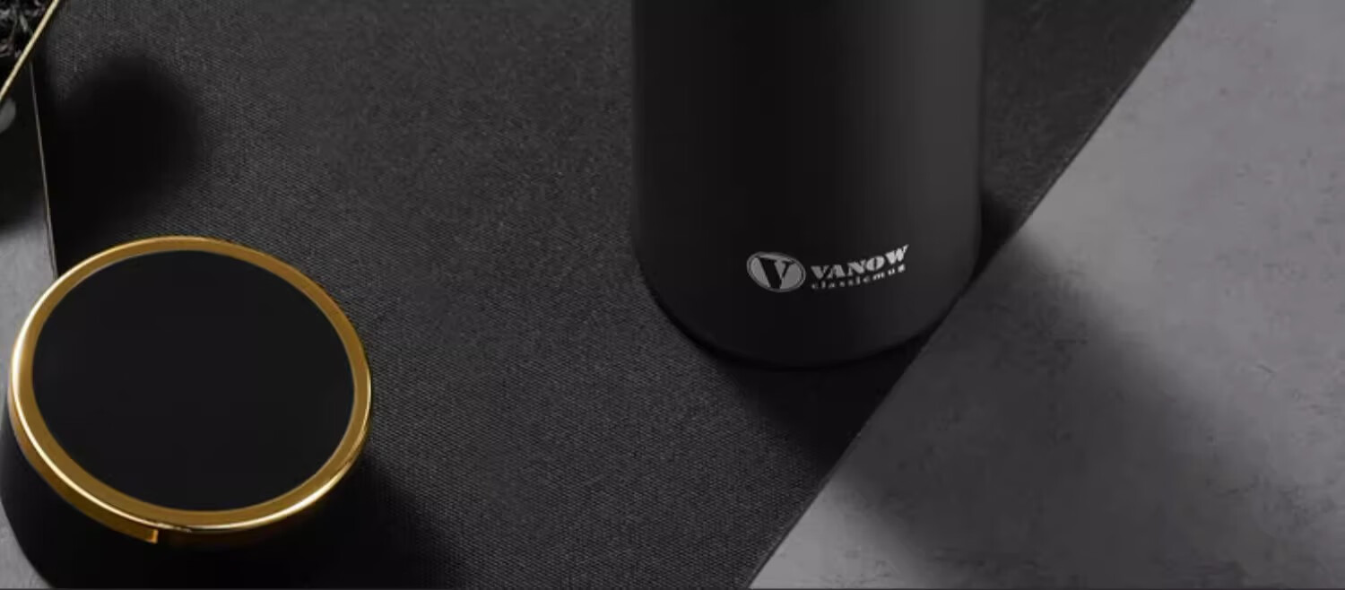 Умная термокружка Vanow с LED-дисплеем, 460 мл + 350 мл, 316 нержавеющая сталь, стекло, черный