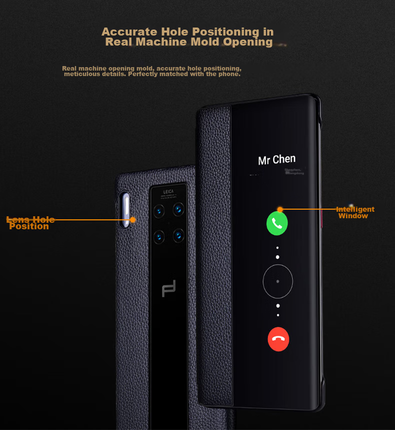 Чехол ZhengJian для Huawei Mate30 RS Porsche Design, флип-чехол с окном, противоударный, с функцией Smart Sleep, черный