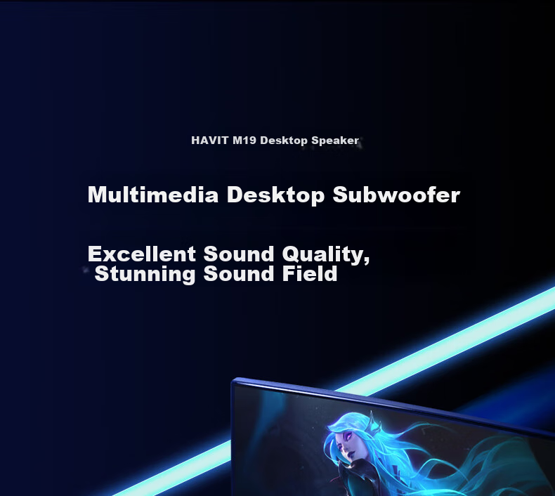 Компьютерная акустика Havit M19, Bluetooth 5.3, USB, RGB подсветка, 2.0, черный