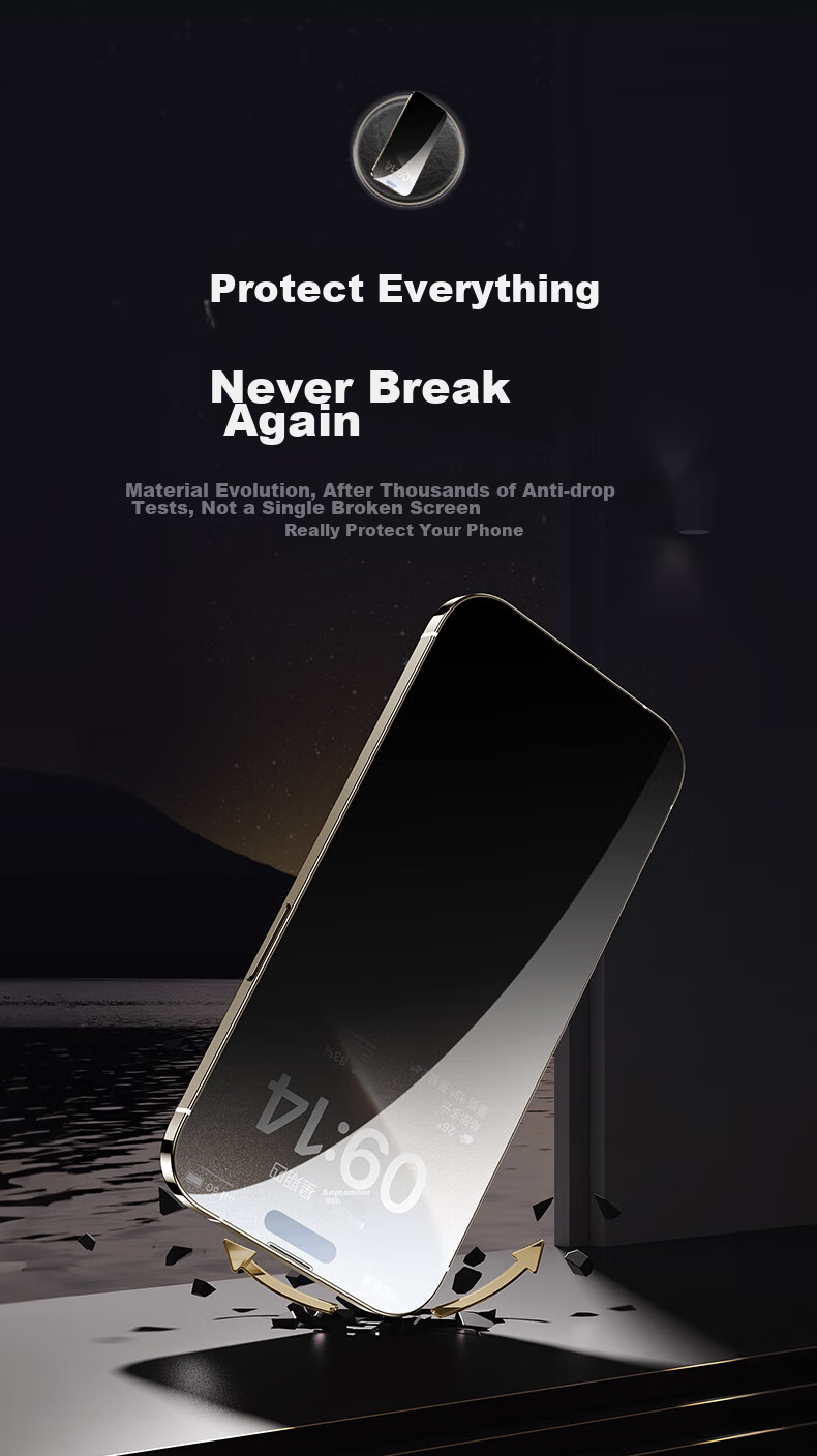 Защитное стекло для экрана DIVI Corning Privacy Screen Protector (2 шт.) для Apple iPhone 14 Pro Max, антибликовое, антипесковое, полное покрытие, защита конфиденциальности, простота установки, защита от отпечатков пальцев, установка без пыли