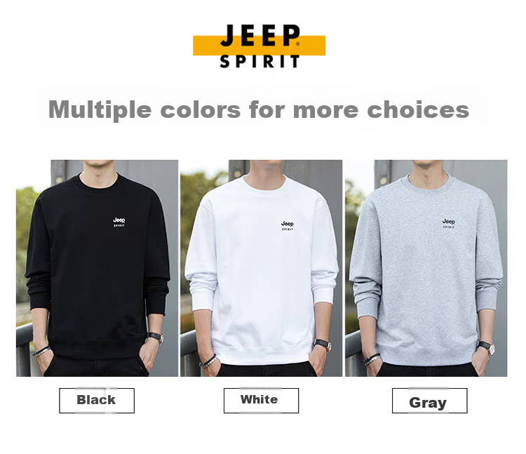 Мужская толстовка JEEP SPIRIT, осенне-зимняя модель с круглым вырезом, черная, размер 2XL