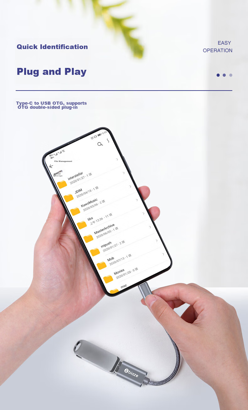Кабель BIAZE OTG, адаптер Type-C на USB, конвертер USB-C Female в USB Male для телефонов Android, Apple, компьютеров MacBook, подключение USB-накопителей