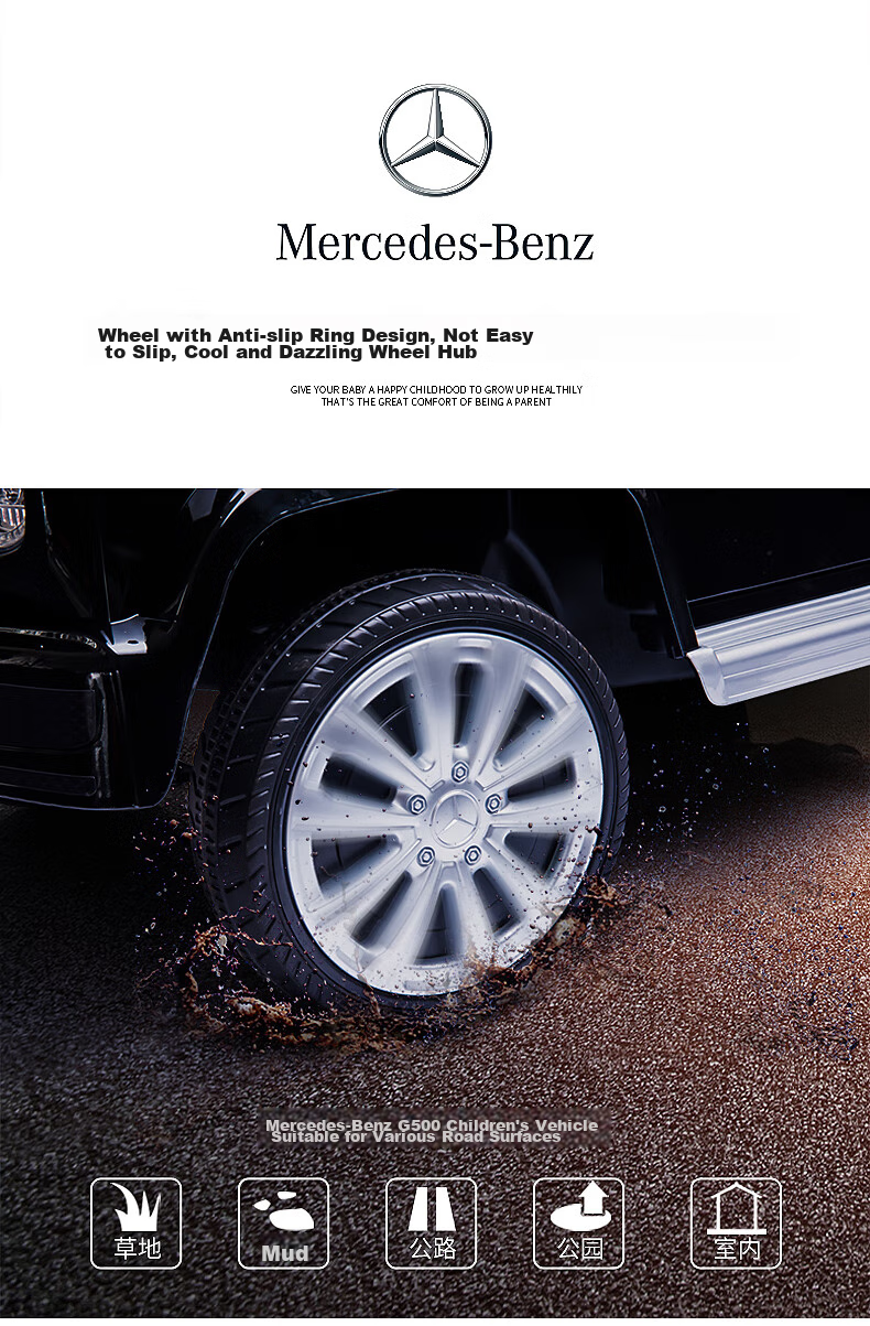 Детский электромобиль BeRica Mercedes-Benz G-Class, двухприводный, с дистанционным управлением, для детей от 2.5 лет