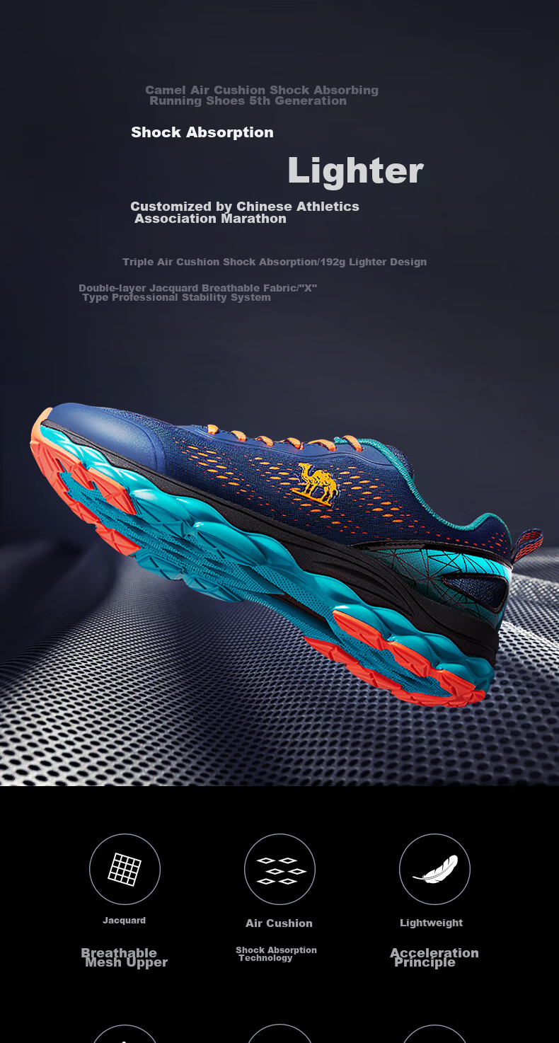 Мужские кроссовки CAMEL Mesh Breathable Lightweight Shock-Absorbing Running Shoes CSS221L0032, синий индиго, размер 42
