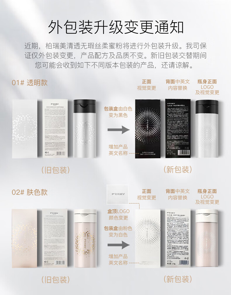 柏瑞美（PRAMY）丝柔蜜粉黑胡椒散粉定妆粉控油定妆防水防汗自然100g大容量透白色
