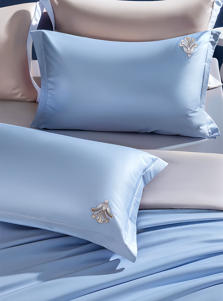 Наволочка FUANNA Home Textile, 60S Long-Staple Cotton Sateen, Комплект из двух штук, 74*48см, Синий