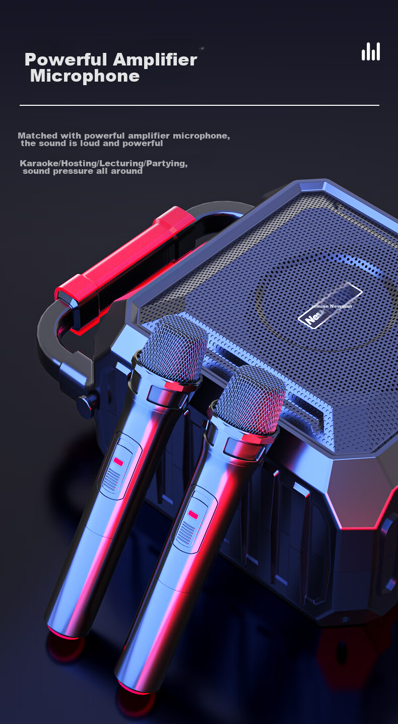 Портативная Bluetooth-колонка Newmine K220, 6.5 дюймов, 120 Вт, караоке, уличная, с микрофоном, Черный