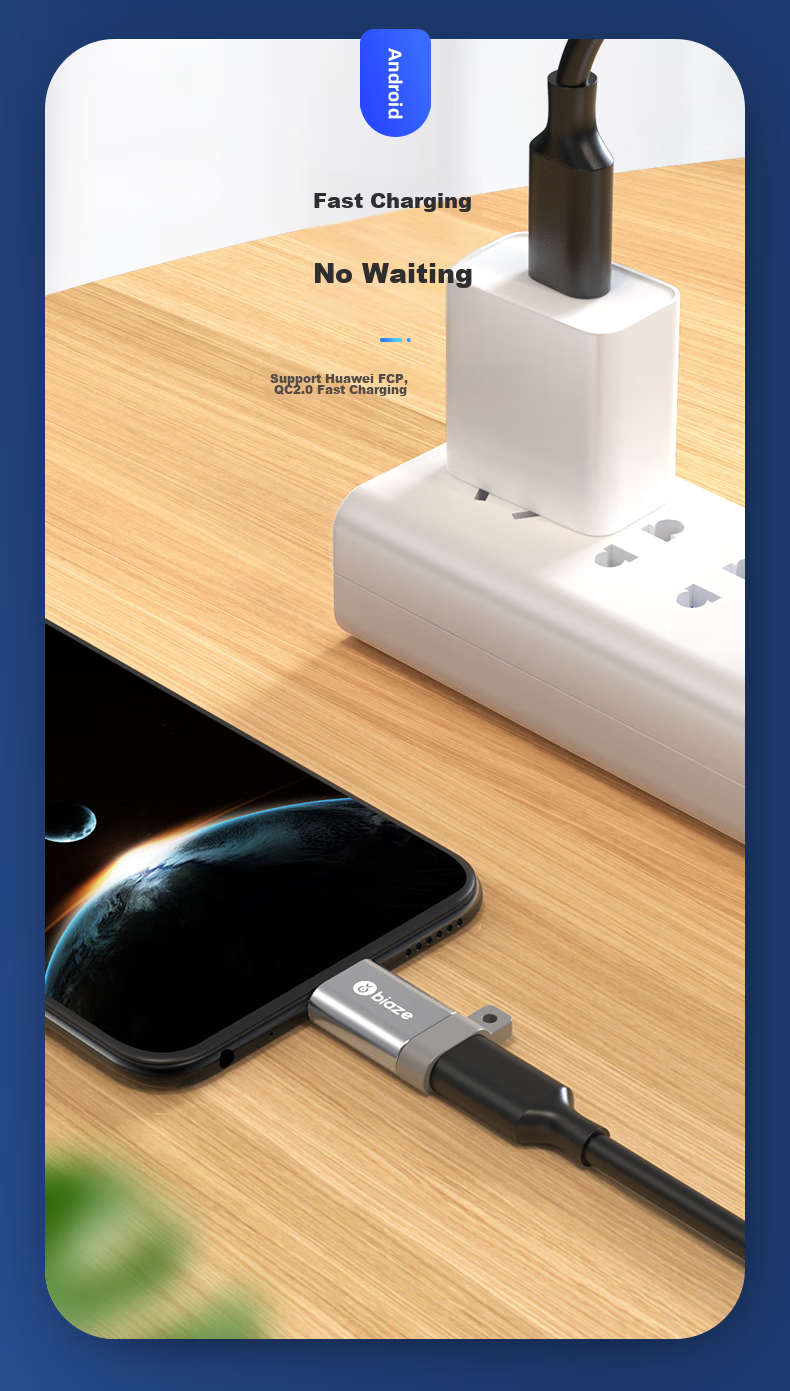 Переходник BIAZE Type-C на Micro USB OTG, конвертер данных USB-C для Android