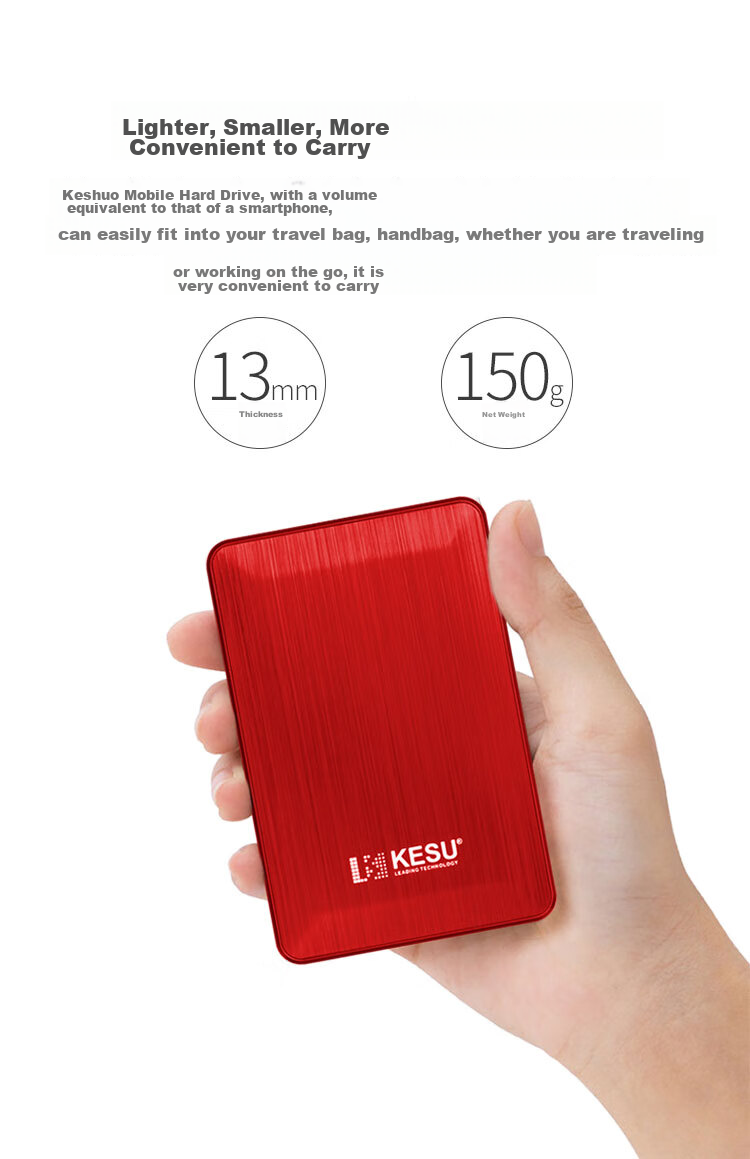Портативный внешний жесткий диск KESU, 500 ГБ, USB 3.0, стильный черный, 2,5 дюйма, для резервного копирования файлов и фотографий, внешний накопитель