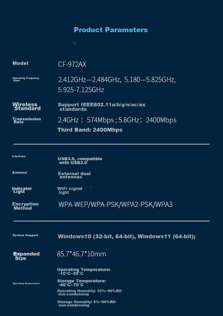 COMFAST AX5400M Gigabit Driverless USB WiFi 6 Адаптер для Компьютера, Беспроводной Сетевой Приемник CF-972AX
