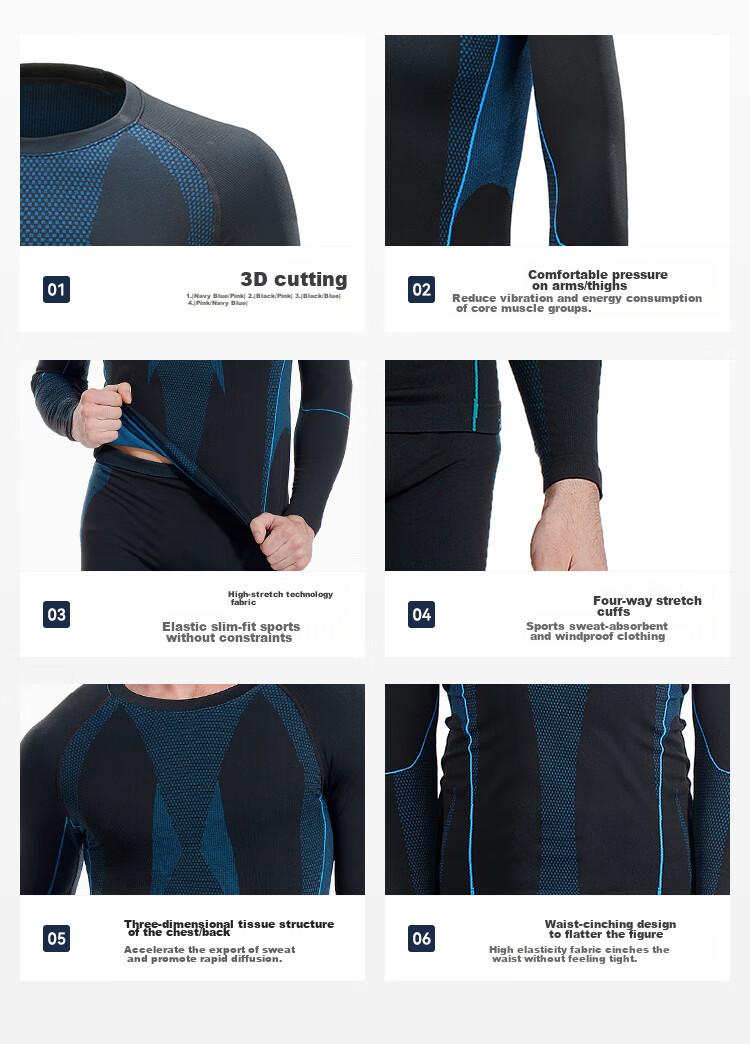 Термобелье Pelliot Sports для мужчин и женщин, высокая эластичность, отвод влаги, для лыжного спорта, быстросохнущее, компрессионный комплект 1856, черный, размер S
