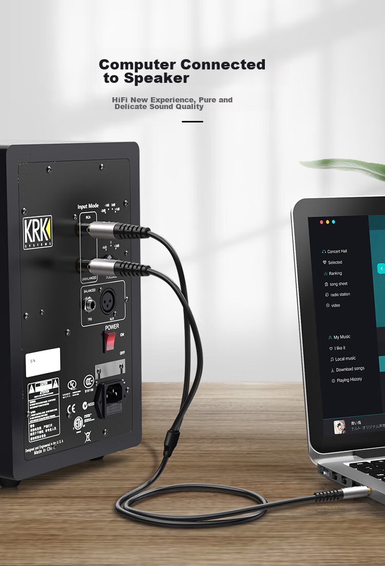 CHOSEAL QAD17BKT1 Аудиокабель от 3.5 мм до двойного RCA, 1 м, алюминиевый корпус