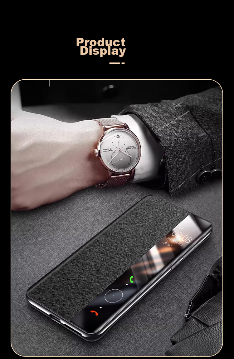 Чехол-книжка из кожи для Huawei P70 Ultra