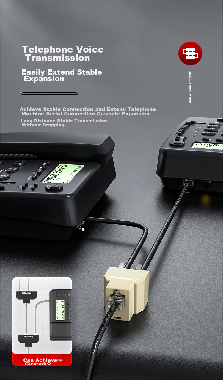 Разветвитель телефонный AMPCOM RJ11, 1 в 3, желтый
