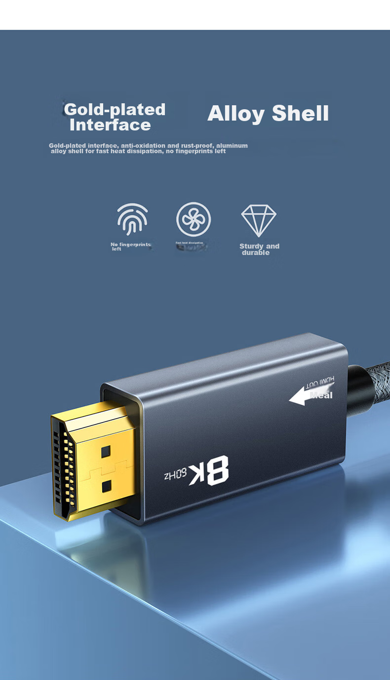 Адаптер-кабель ULT-unite DP1.4 на HDMI 2.1, 8K 60Hz, 240Hz, 2 метра, серый