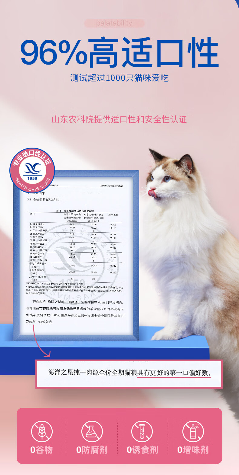 海洋之星 全价布偶蓝猫成猫幼猫粮冻干鸡肉双拼猫粮50g