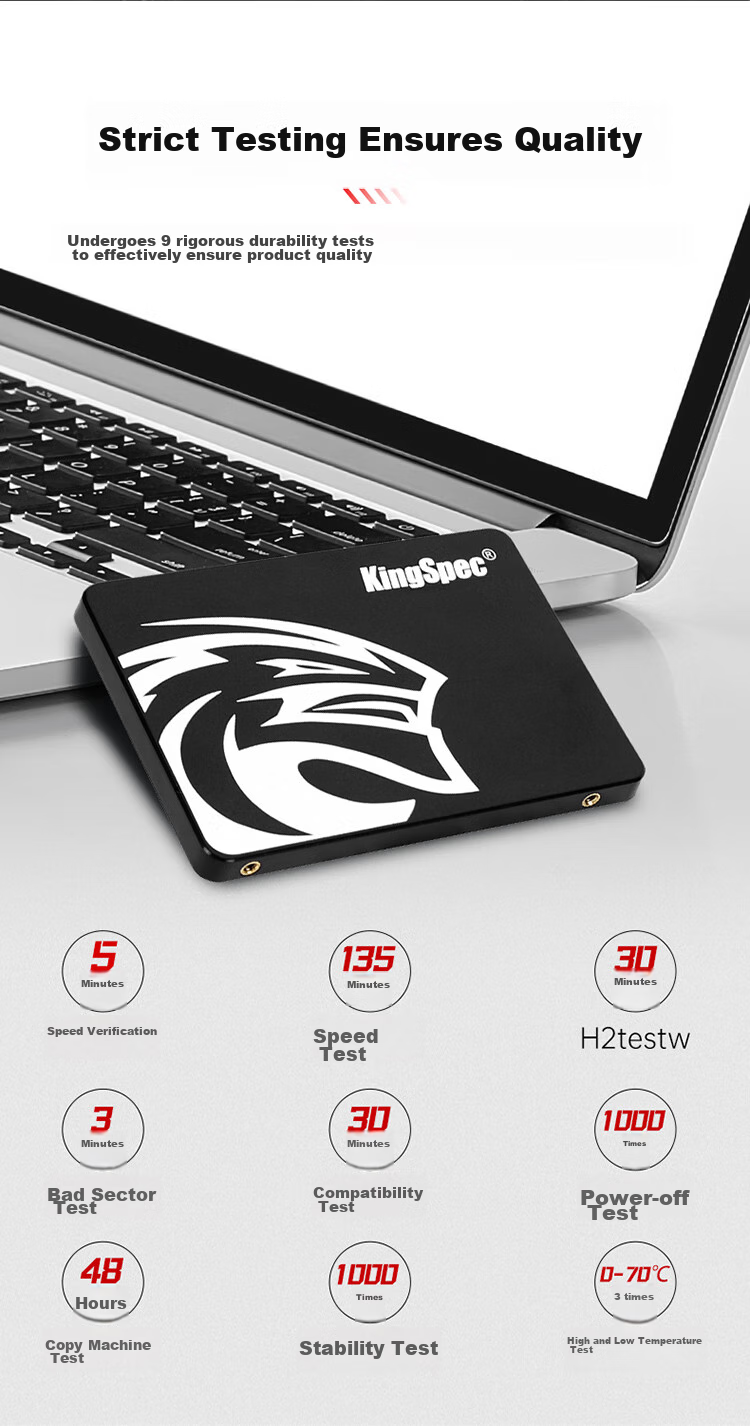 SSD накопитель KingSpec P3-1TB, 1 ТБ, SATA III, 2.5 дюйма, TLC NAND, скорость чтения 550 МБ/с, для ПК и ноутбуков