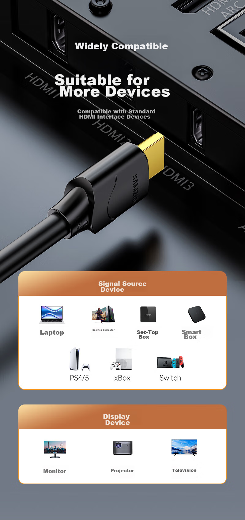 Кабель SAMZHE HDMI, профессиональный, 4K, 15 метров, 3D, для ноутбука, ТВ, монитора, проектора, 150SH8