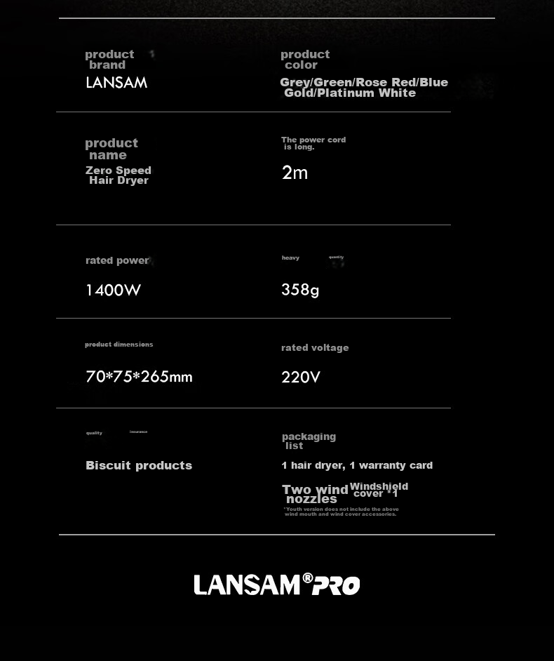 Фен LANSAM, для домашнего использования, плазменная защита волос, высокоскоростной, мощный, сильный воздушный поток, бережное отношение к волосам, отрицательные ионы, электрический фен, подарок на День Святого Валентина и Новый год, молодежная версия - элегантный зеленый