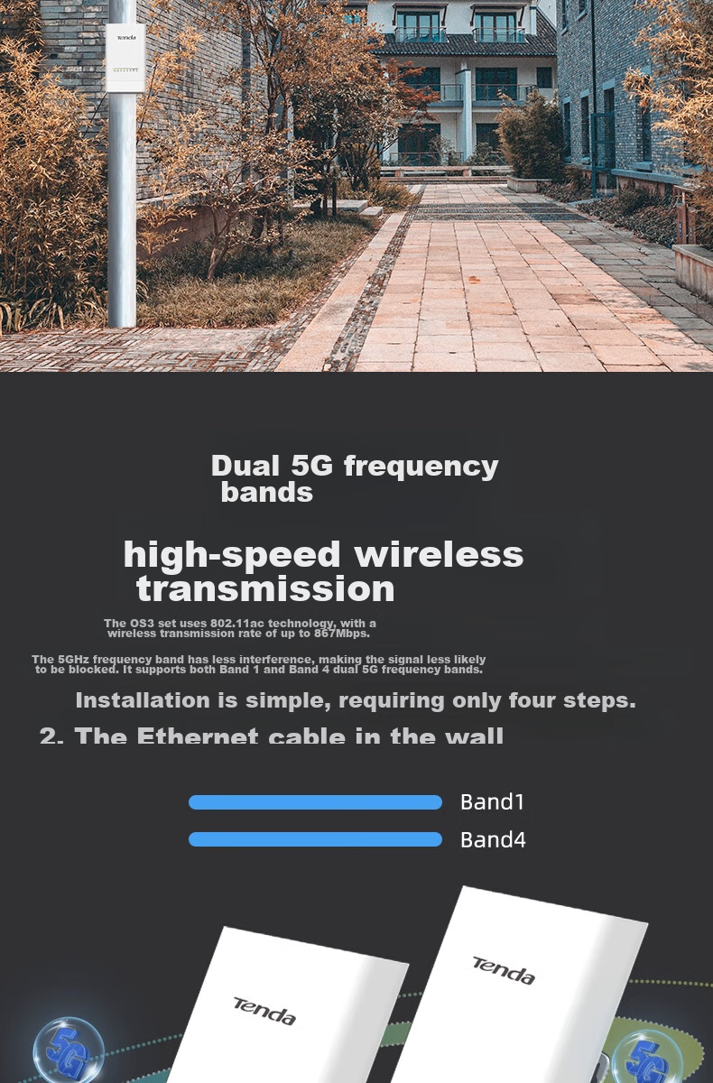 Tenda OS3 Комплект беспроводного моста 5 ГГц, 5 км, точка доступа Wi-Fi