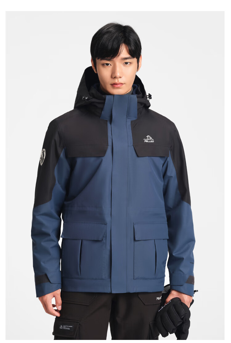 Мужская куртка Pelliot "Cheng Yi Same Style" Mountain Color, трехслойная, ветрозащитная, для активного отдыха, модель 0105, черная, размер L
