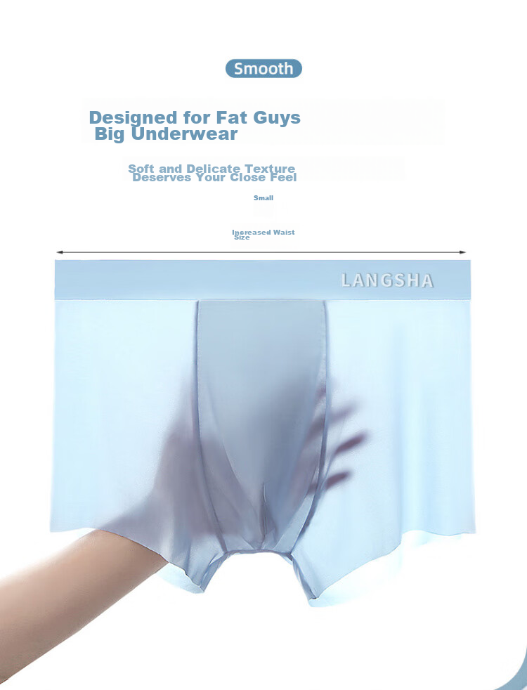 Мужские боксеры LangSha Ice Silk Plus Size 3-Pack, размер 5XL, дышащие, тонкая версия, для осени 2025