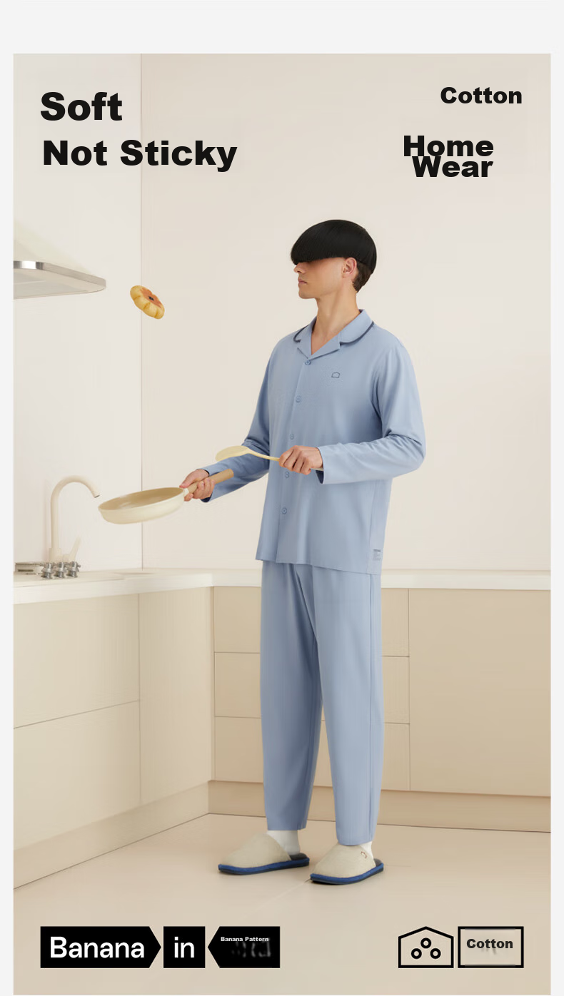 Мужская пижама Bananain Cotton 301H, комплект из чистого хлопка для пары, с длинным рукавом, для весны и осени, подарок на День святого Валентина