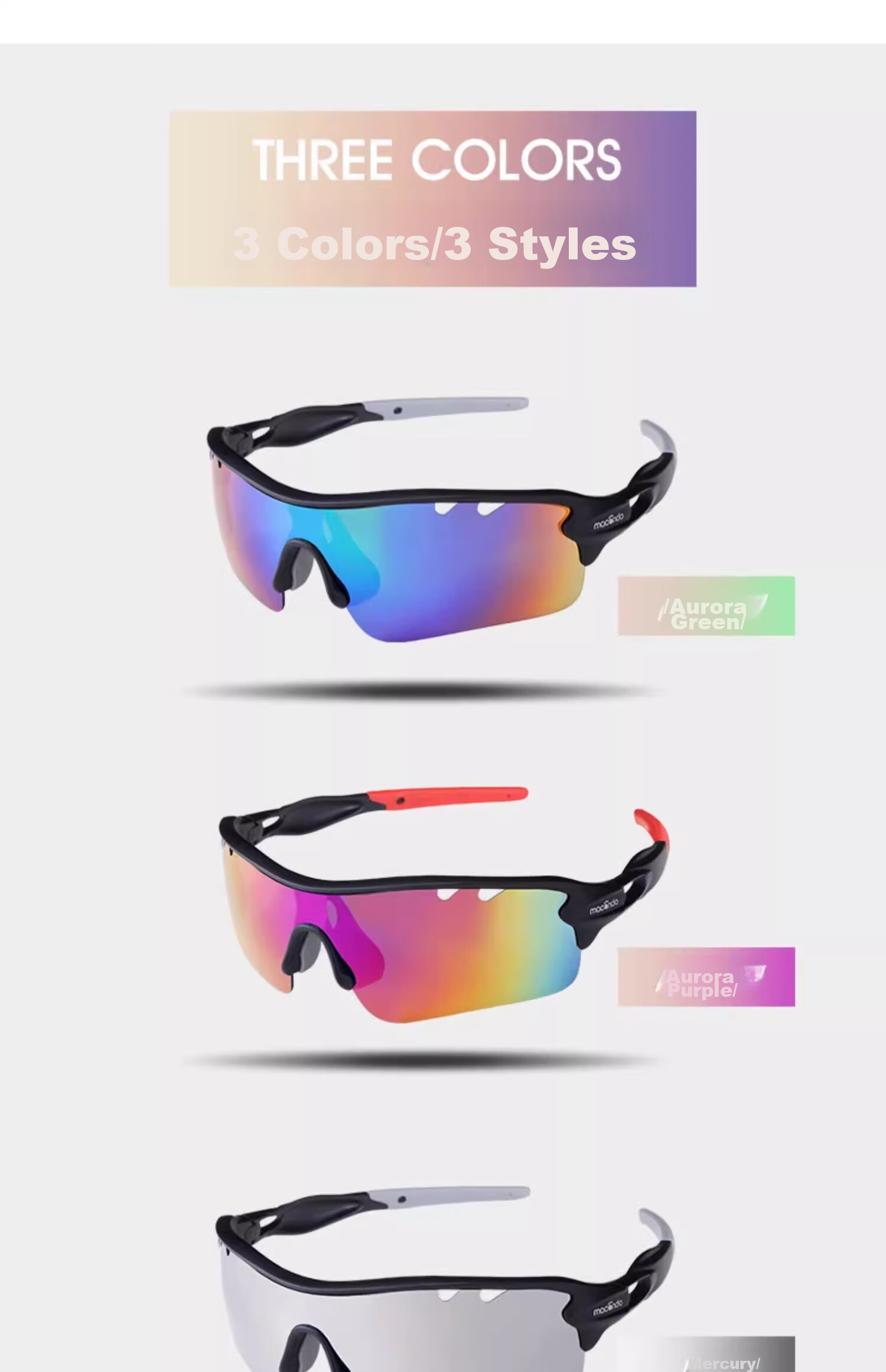 Солнцезащитные очки Macondo Polarized, для спорта и бега, фотохромные линзы, Mercury, один размер
