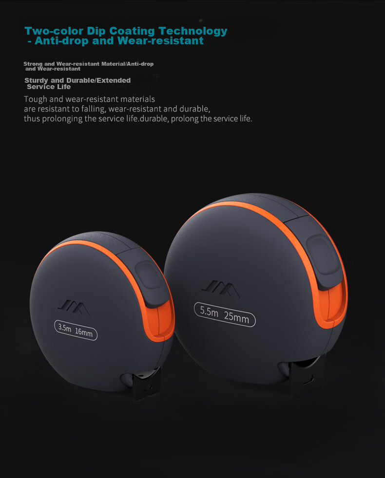 Рулетка измерительная JimiHOME JM-G15318N, 3.5 м, двойная шкала, противоударная, износостойкая, с резиновым покрытием