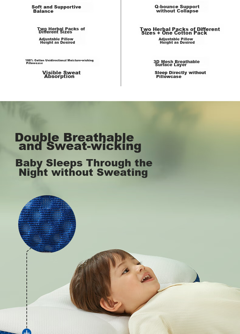 Подушка Babycare Дышащая силиконовая, 54x29 см, Спокойный синий (только наволочка)
