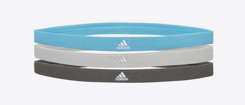 165751-阿迪达斯(adidas)发带运动头带女止汗带护额束发箍健身发带瑜伽束发带吸汗橡皮筋细窄组合3条套装 灰灰青ADAC-16202-详情图